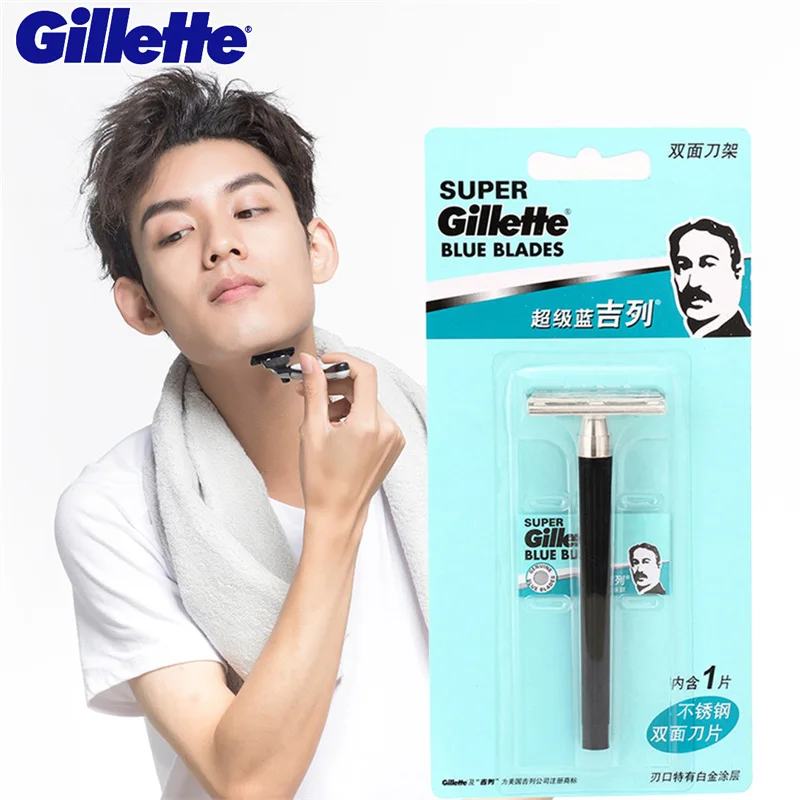 Shaving-Razor Men Knife 1-Holder 1-Blade Gillette Official Super-Blue Authentic for 