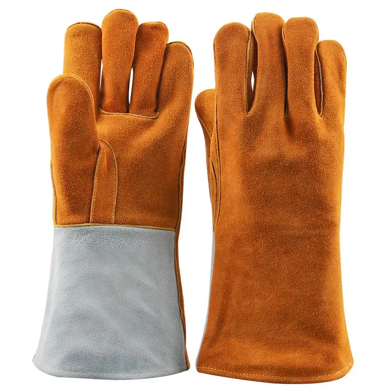 

1Pair Leather Welding Solid Color Safty Gloves Wear-resistant Anti-scratch Fireproof Gloves Pet Bee Labor Protection Gloves