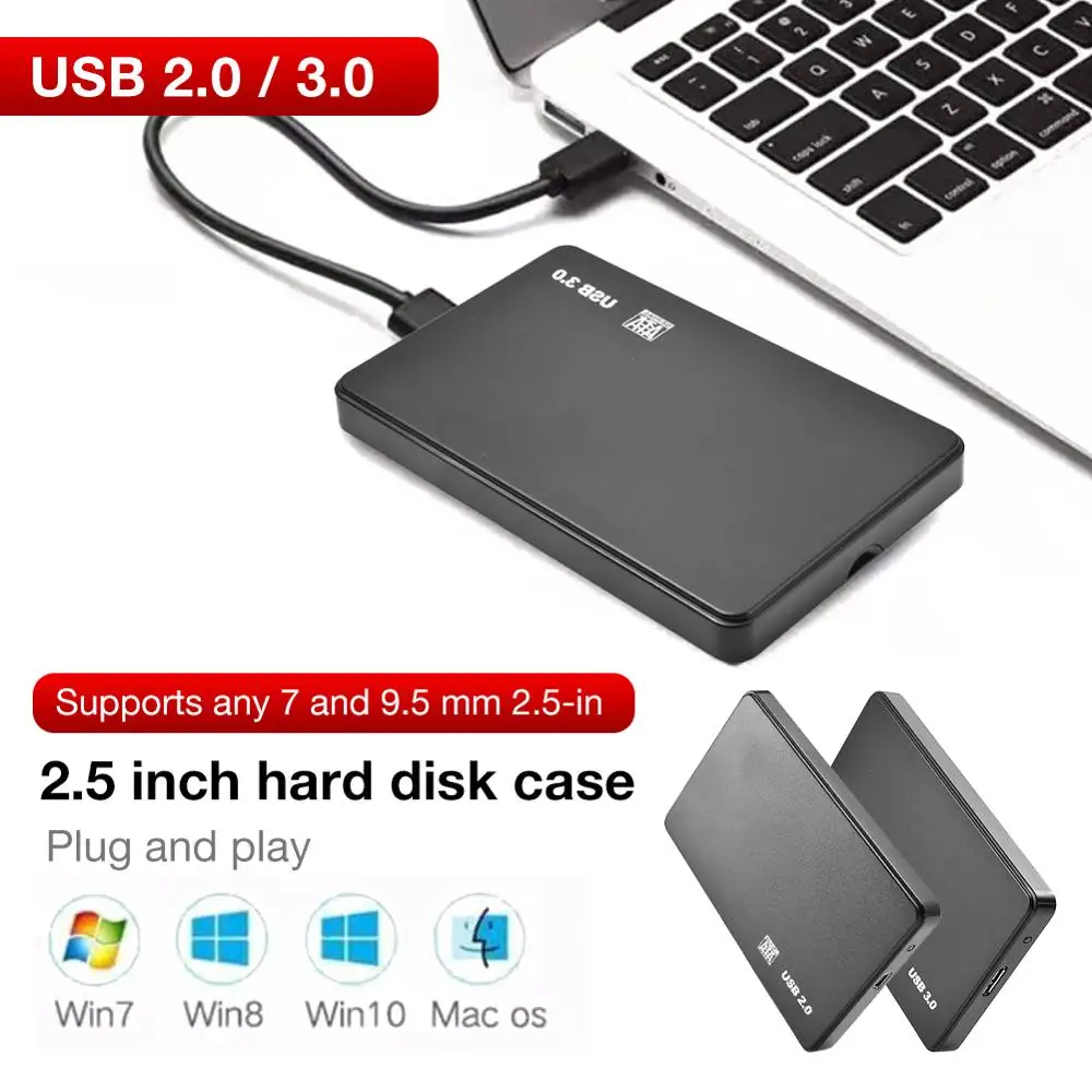 2,5 дюймов чехол для корпуса жесткого диска SATA для USB3.0/2,0 жесткого диска адаптер 5 Гбит/с, чехол поддерживает связь с 2-мя ТБ для WIndows и Mac OS 2,5 дюймов жесткий диск HDD