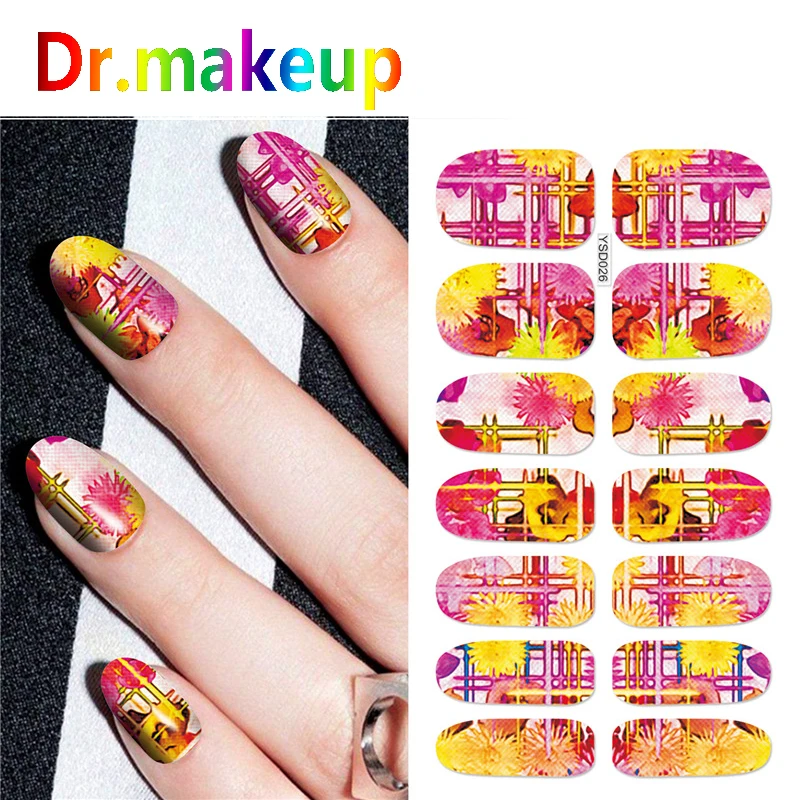 Dr.makeup 3D 1pc Full Sheet Water Transfer Stickers DIY Flower Cartoon Girls Nail Sliders Manicure Art Adhesive Decals | Красота и