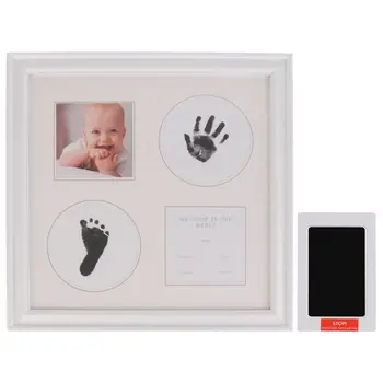

Newborn Baby Handprint and Footprint Ink Pad Wood Picture Frame for Baby and Pet