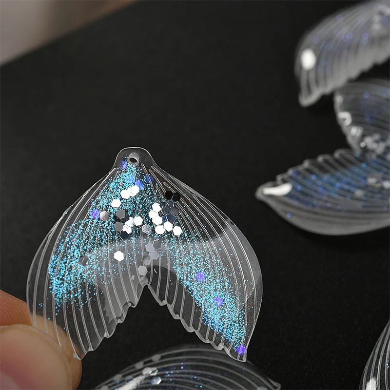 

Newly arrived 30pcs/lot Sequin decoration Mermaid tail shape resin floating locket charms diy jewelry earrings accessory