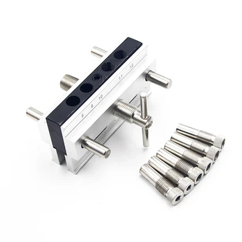

120*60mm White + Black Woodworking Doweling Jig Tool Metal Drill Dowel Hole Self Centering Locator