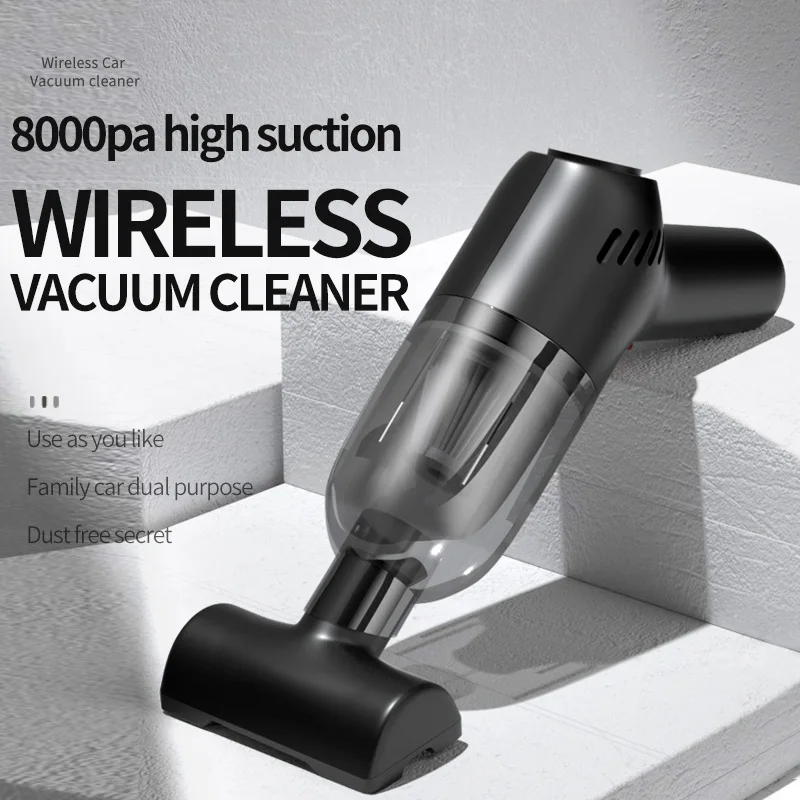 Car Vacuum Cleaner Handheld Portable Wireless Electric Vacuum Cleaner 8000Pa Strong Suction Car Household Dual-Use Mini Cleaner