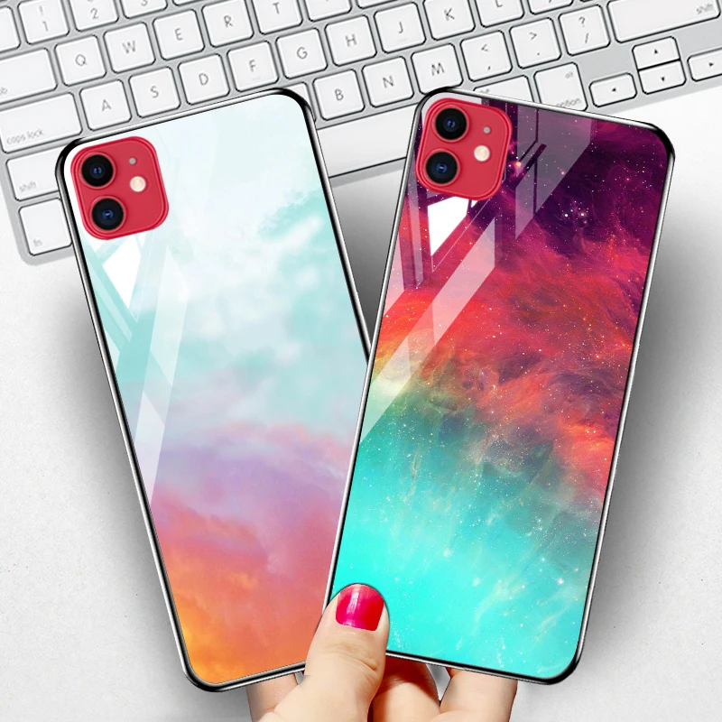 Чехол из закаленного стекла для iphone 11 чехол 12 11Pro SE 2020 X XR XS Max Mini 7 8 6 6S Plus мраморные
