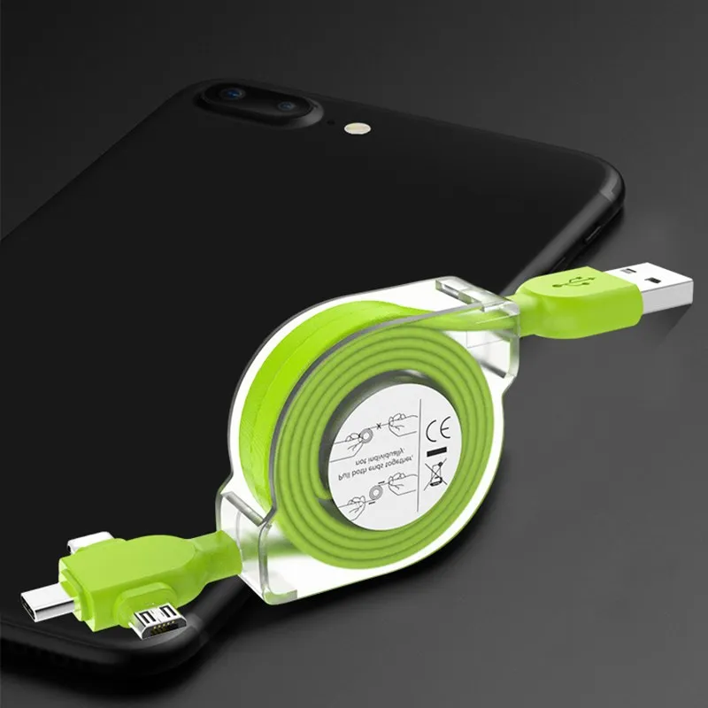 3 в 1 Выдвижной USB кабель Многофункциональный Micro Type c зарядный для iPhone XS 8 7 6 Huawei Mate20