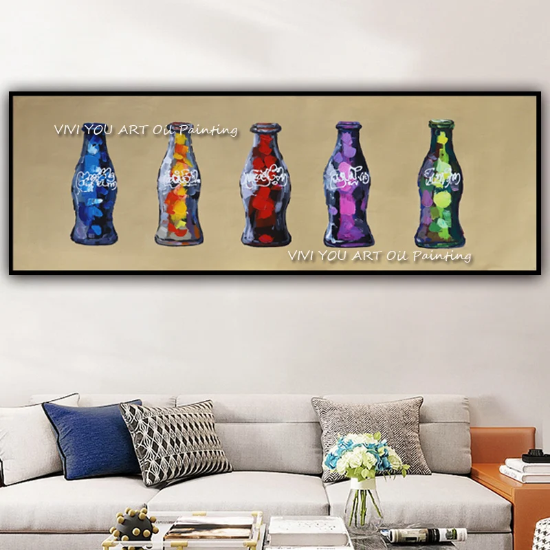 The Color Glass Bottle Drink Abstract Handmade Oil Painting Wall Art on Canvas Painting Wall Decoration Pictures for Living Room image_0