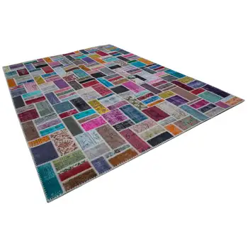 

260x358 Cm Multicolor Handmade Modern Patchwork Rug-8x12 Ft