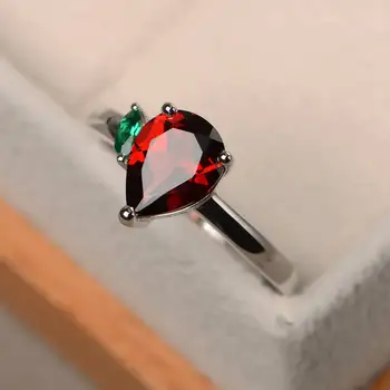 

New Garnet Ring Platinum Plated S925 Sterling Silver Material Inlaid Ruby Ring Fashion Temperament Ladies Jewelry Wholesale