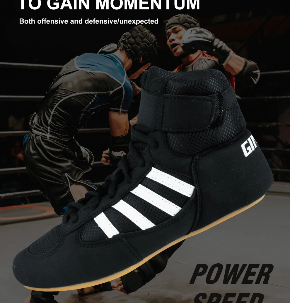 Description Picture 6 of itemGINGPAI Professional Boxing Shoes Wrestling Shoes Breathable Boxing Training Shoes Rubber Sole Durable Sports Shoes for Men