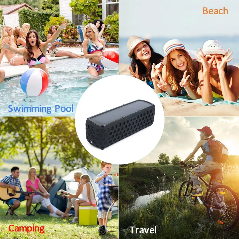Портативный Водонепроницаемый Солнечная Bluetooth Динамик с светодиодный светильник и встроенным микрофоном совместимы для смартфона и для смарт-устройств