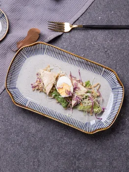 

Ceramic creative dishes, household rectangular Western dishes Large steamed fish plate grilled fish plate microwave oven