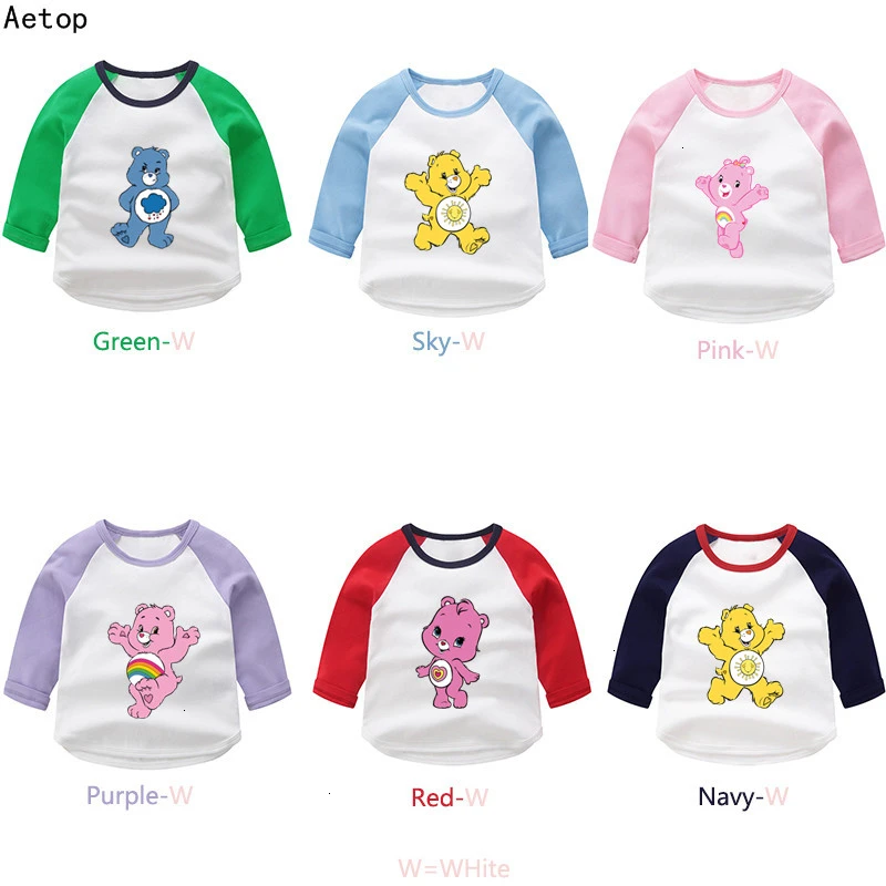 Летнее платье с О образным вырезом топы для мальчиков и девочек Care Bears цветные