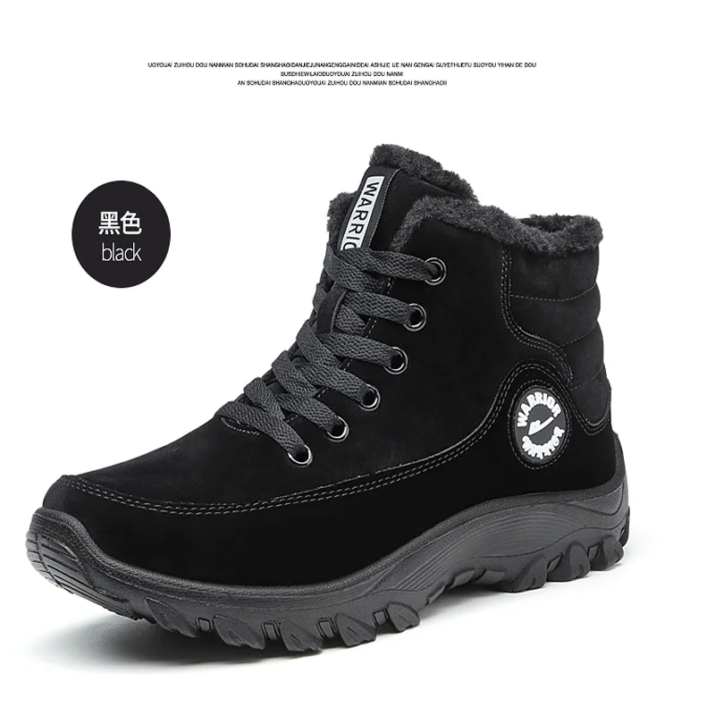Retro Mens Fur Lined Snow Winter Warm Britsh Military Combat work Lace up Ankle Boots Casual High Top Shoes Fashion - Цвет: black
