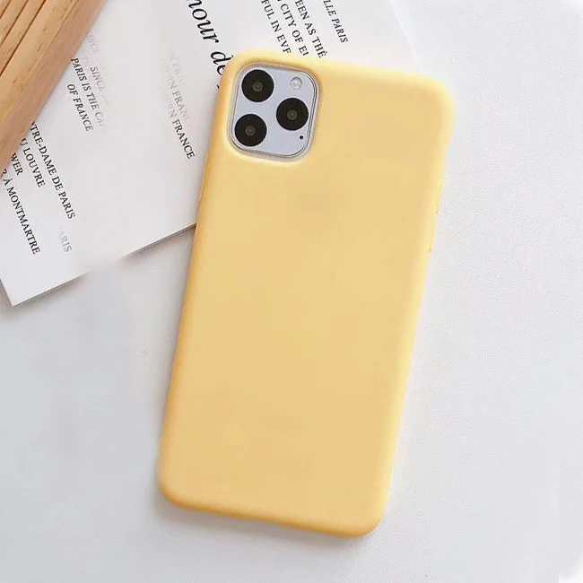 Сплошной Цветной силиконовый чехол s для iphone XR X XS Max 6 6S 7 8 Plus 11 11Pro Max милый карамельный цвет мягкий простой Модный чехол для телефона новинка - Цвет: Цвет: желтый