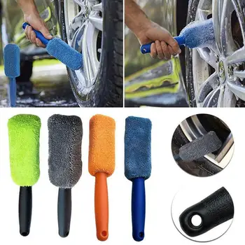 

Portable Car Microfiber Wheel Tire Rim Brush with Plastic Handle Mud Remover Detailing Cleaner Washing Tool Auto Accessories