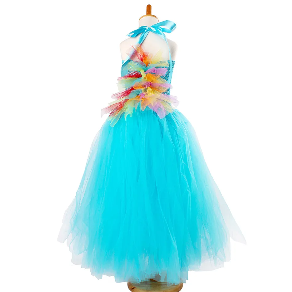 Blue Girls Tutu Dress With Flower Unicorn Headband Baby Fluffy Tulle Robe Kids Girl Performance Halloween Costume Vestidos Clothes (24)