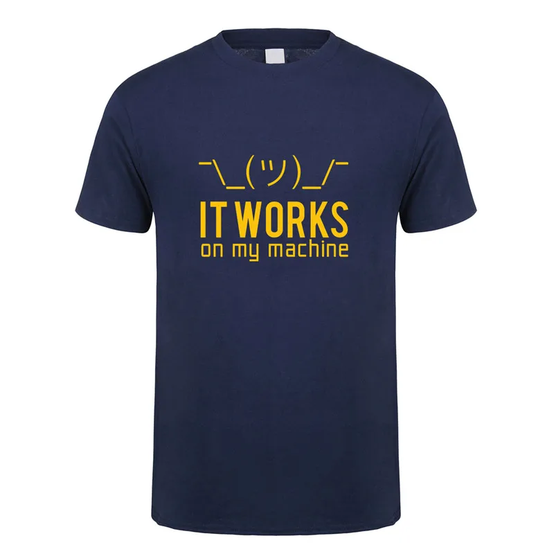 Летние мужские футболки, Забавные футболки с надписью «Geek It works on my machine», мужские хлопковые футболки с коротким рукавом и компьютерным программатором, OZ-148 - Цвет: Navy