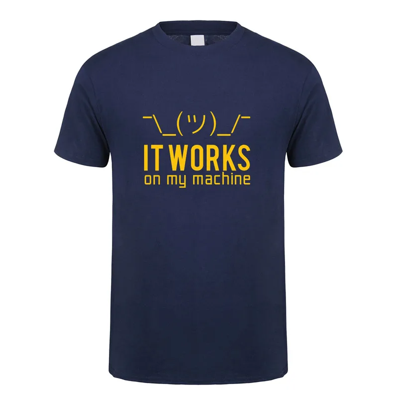 Navy Летние мужские футболки, Забавные футболки с надписью «Geek It works on my machine», мужские хлопковые футболки с коротким рукавом и компьютерным программатором, OZ-148 - Цвет: Navy
