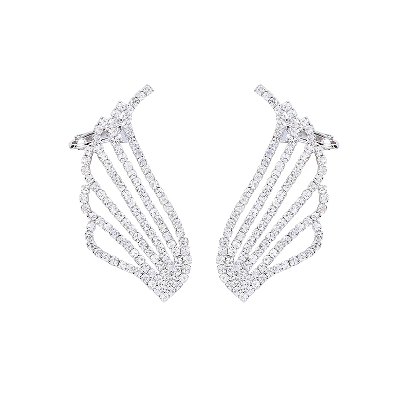 

European and American niche design 925 Sterling Silver Angel Wing Ear Cuff Wrap Clip Earrings For Women Jewel Bijoux