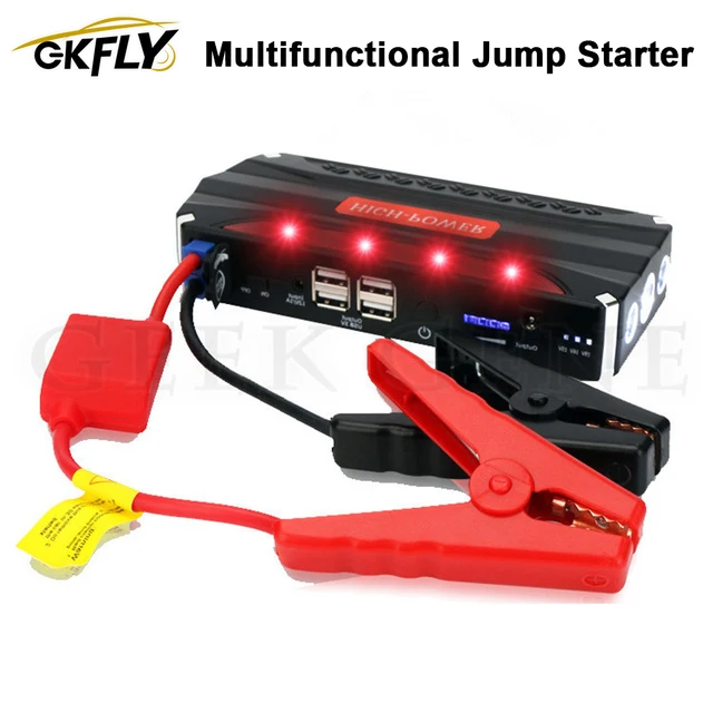 GKFLY مشغل بطارية السيارة في حالات الطوارئ ، بنك طاقة محمول 12 فولت ، مع كابل بدء التشغيل ، جهاز ديزل ، بنزين ، LED تلقائي