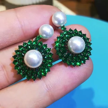 

missvikki 6 Bohemia Fine Sweet Romantic Pearls Earrings Luxury Bridal Wedding Earring Jewelry Full Mirco Paved Cubic Zirconia