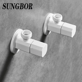 

White Nordic copper hot and cold thickened triangle valve stop valve basin vegetable basin ceramic basin toilet brush triangle v