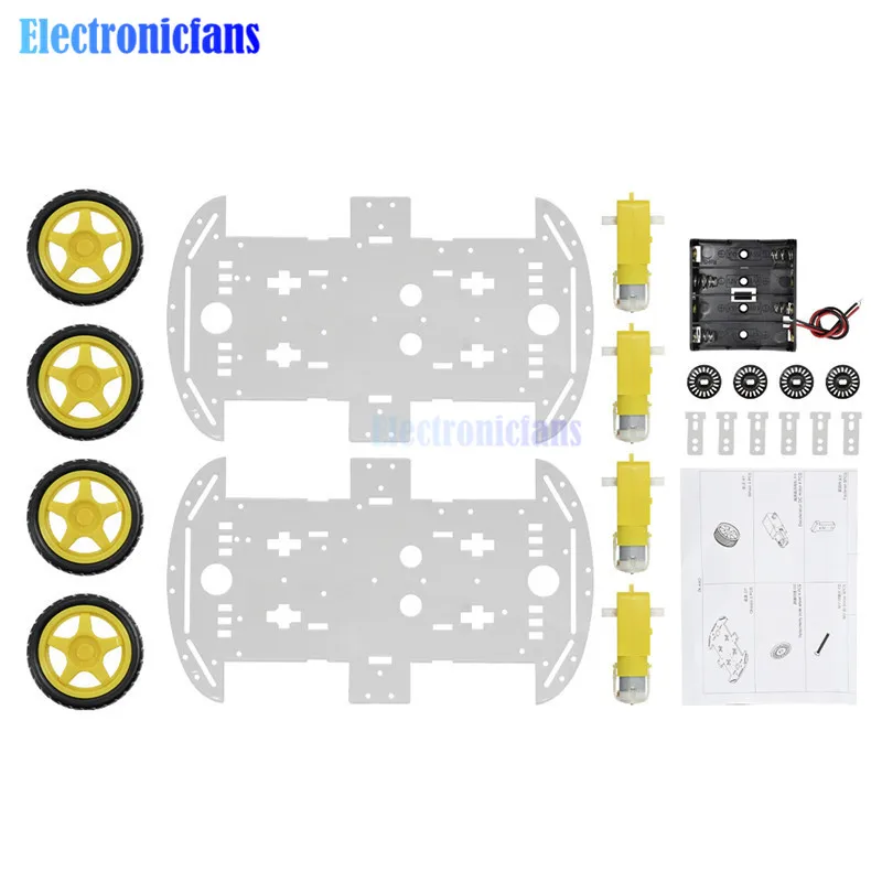 【KAMDSS015】Diy Electronic Smart Car Kit 4WD Smart Robot Car Chassis ...