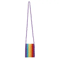 Тканая сумка-мессенджер из радужной ткани с кристаллами и бисером; Повседневная пляжная сумка дамская сумочка