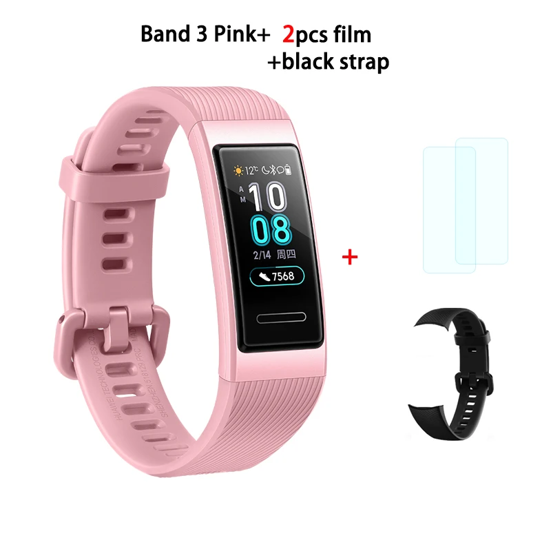 HUAWEI Band 3 Pro Smart Band все-в-одном фитнес-трекер активности, водонепроницаемость 5 АТМ, пульсометр, встроенный gps - Цвет: 3 pink n black