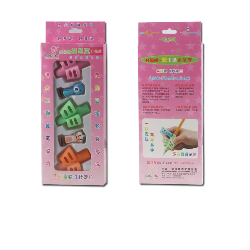 for girls 5 шт./компл. милые силиконовая ручка сцепление в Корейском стиле Стиль начинающих записи инструмент помощи два пальца осанки записи коррекции школьные принадлежности - Цвет: for girls