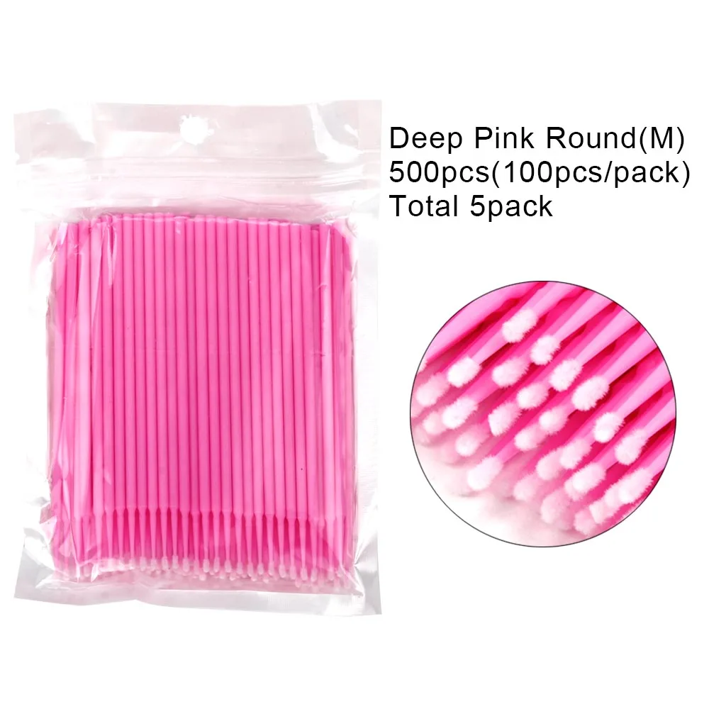 100/500/1000pcs/lot Disposable Eyelash Brushes Swab Microbrushes Eyelashes Extension Individual Removing Applicators Makeup Tool - Цвет: 500pcs pink