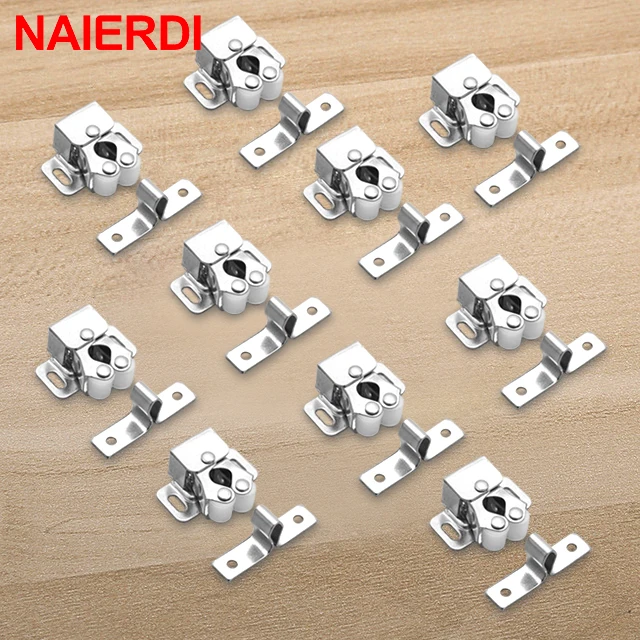 NAIERDI 2-10PCS Door Stop Closer Stoppers Damper Buffer Magnet Cabinet Catches For Wardrobe Hardware Furniture Fittings Silver (10PCS)