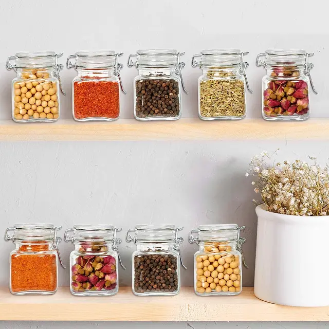 1pc/6pcs Fruit Salad Jars Sealed Mason Jars, Square Round Glass Jelly Can  Bottles With Lid