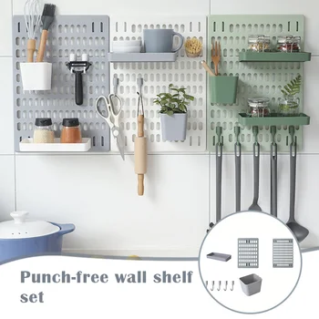 

Pegboard Wall Shelves Mounted Organizer for Decoration No Drilling Easy Assembly HYD88