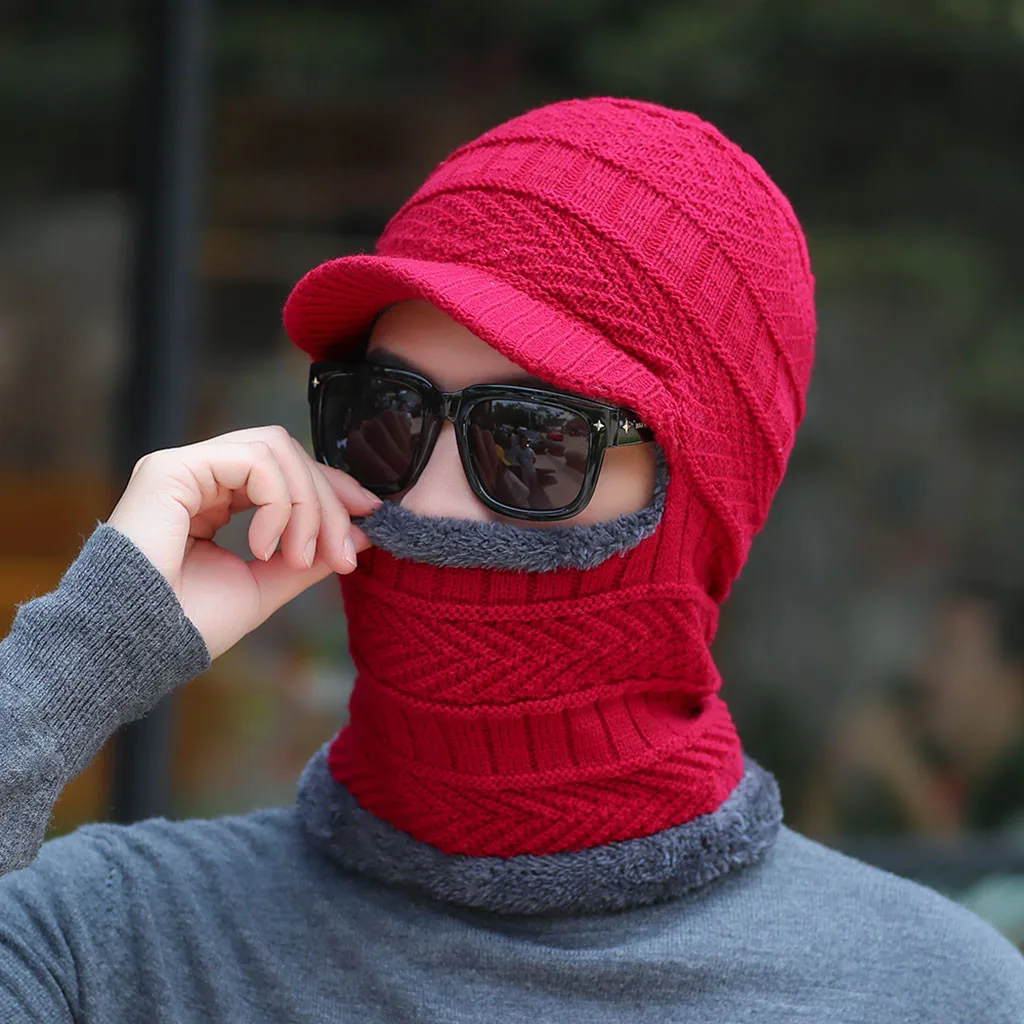 Зимняя теплая утолщенная шапка и плюс плюшевый шарф теплый шейный Двухсекционный вязаный ветрозащитный повседневный головной убор зимние аксессуары gorros 12,12
