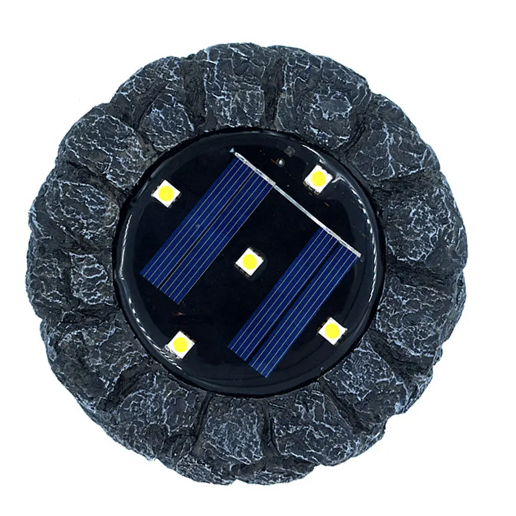 4pcs Simulation Stone Solar Lamp 5 LED Solar Buried Light Outdoor Waterproof Garden Courtyard Ground Light