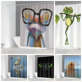 

Fashion Style 3D Fox Customizable Frog Unique Design Waterproof Bath Shower Curtain With 12 Hooks 180*180