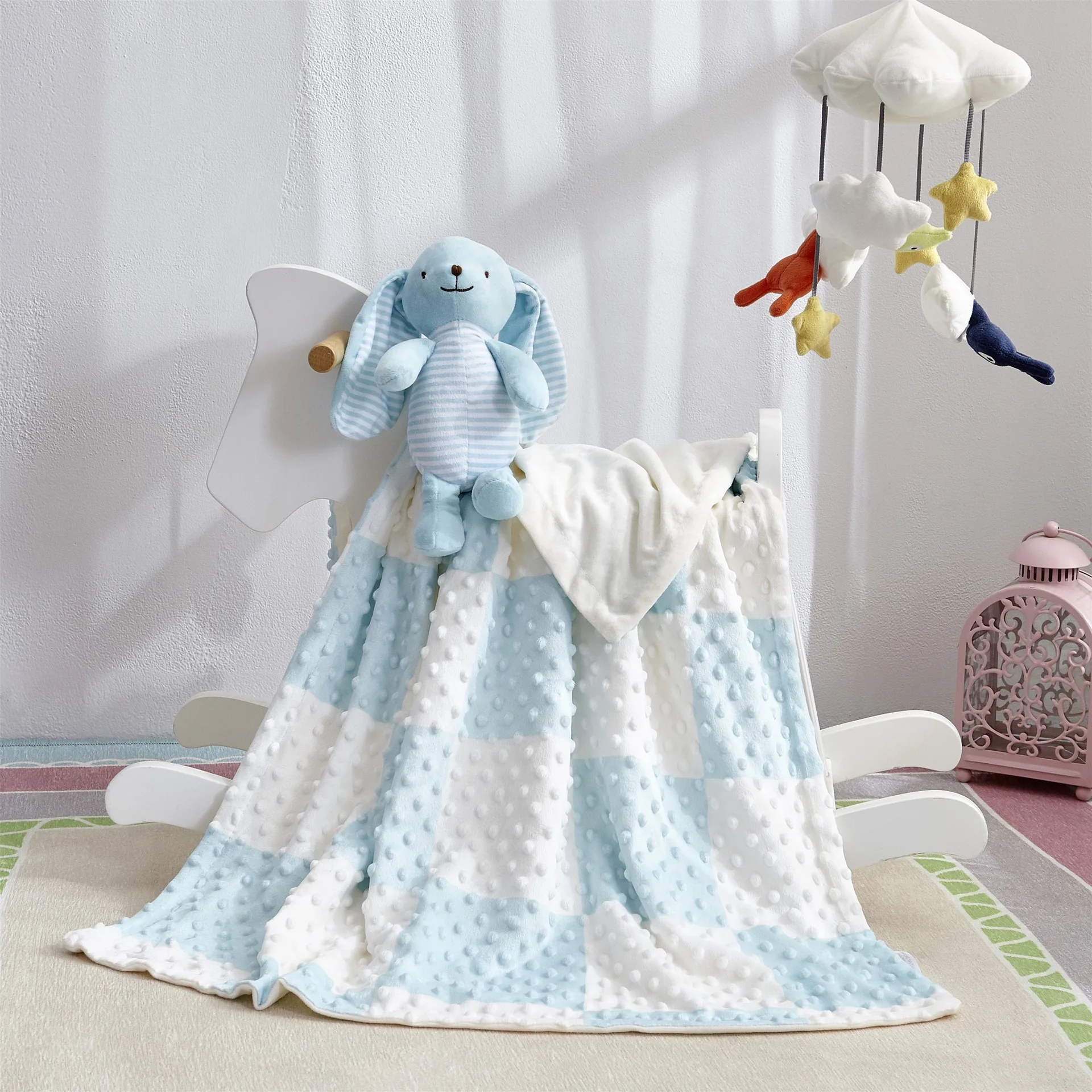 Minky Dot Comfort/ Towel with Tags,Lovey Gift for Newborn Boy Girl,Soft Soothing Comfortable Baby Comforters Blanket with Teether Toy,Snuggle Blanket,Soft Plush Animal Bunny