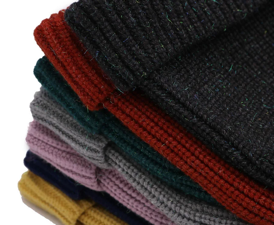 Зимние вязаные теплые шапки Skullies для женщин, кашемировая вязаная шапка бини, Женская шерстяная пушистая подкладка, Посеребренная пряжа