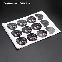 100pcs Round Personalized wedding stickers Add your name and date Candy gift box label logo Baby birthday party White adhesive