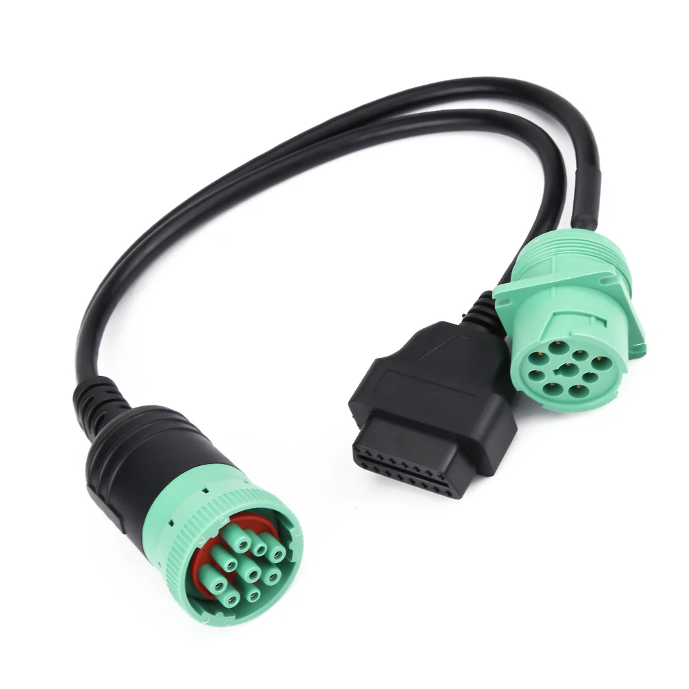 9 Pin к интерфейсу OBD2 грузовик y-кабель адаптер OBDII Y сплиттер грузовик 16Pin Male to Female J1939