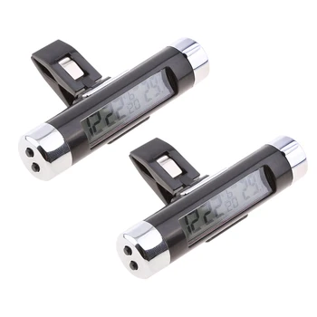 

2x Black Car Digital Clock LED Backlight Date Display with Thermometer