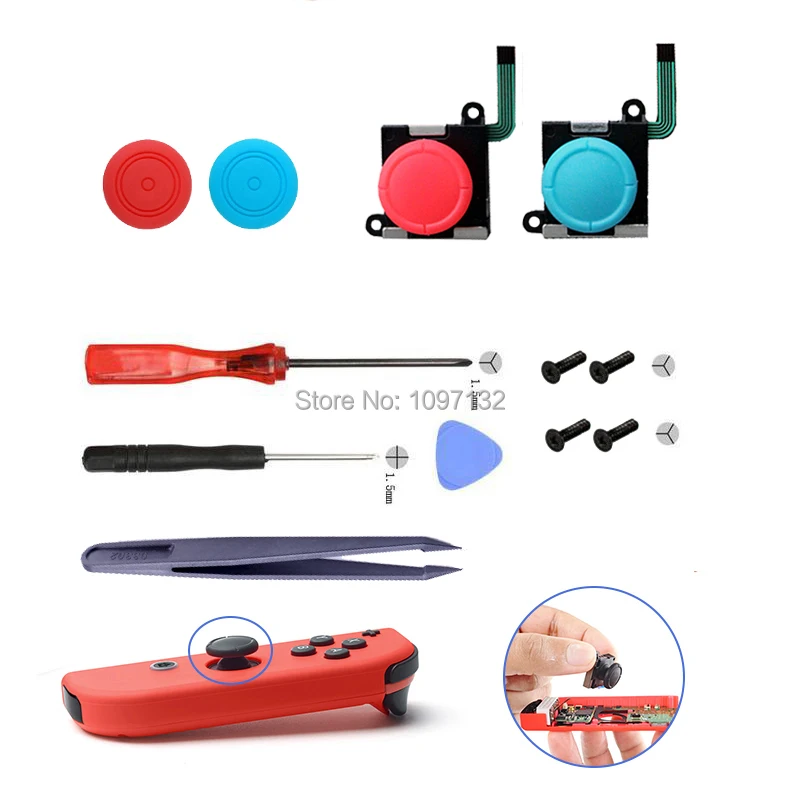 3D аналоговый Joycon джойстик для пальца, палочки, сменные сенсоры, аксессуары для переключателя, переключатель Joy Con, корпус Контроллера w/набор инструментов