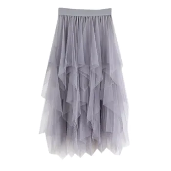 

Summer Boho Mesh Stitching Skirt Women Comfortable Tulle Long Skirt High Waist Pleated Tutu Skirts Femme Tulle Midi Skirt#4.13