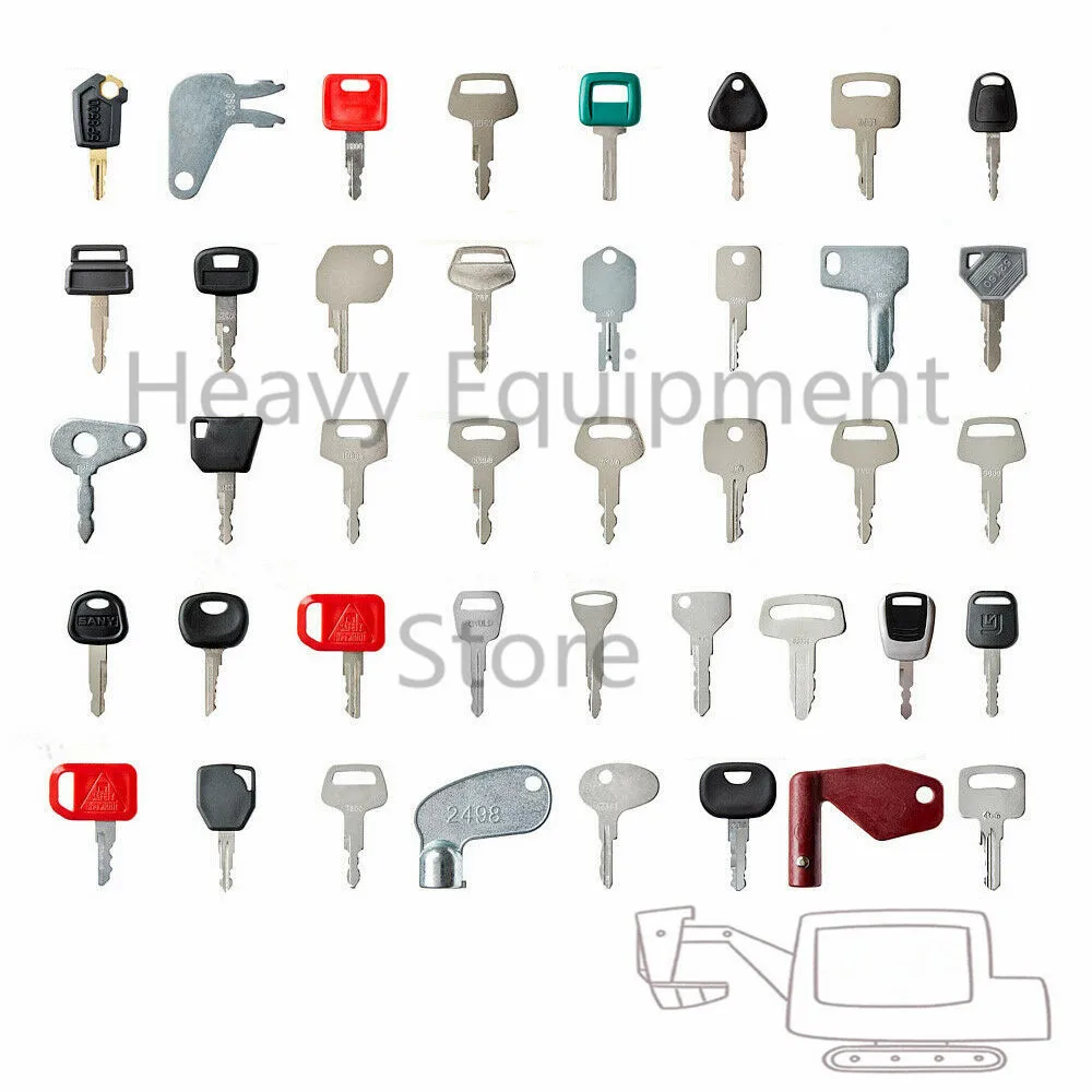 

41 Heavy Equipment key set For Caterpillar Komatsu Hitachi Deawoo JCB Bobcat For Yanmar John Deere Kubota