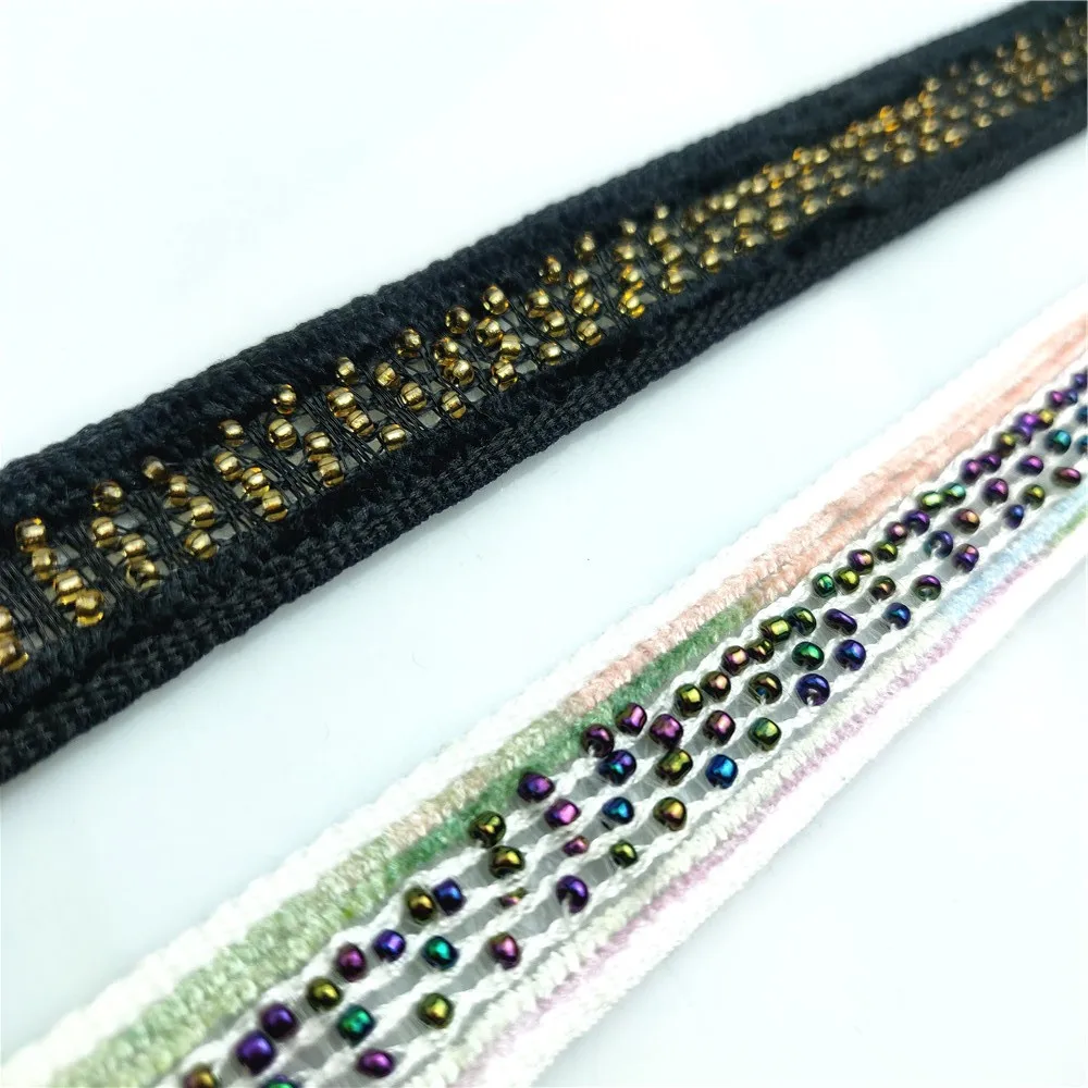 Colorful Polyester Imitation Gold Beaded Lace Ribbon Braided Trim Garment Supply Home textile Clothes Embellishment 2cm Wide | Дом и сад