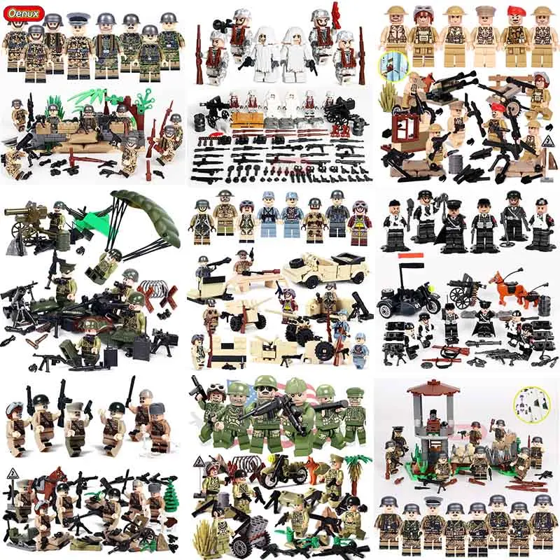 

Oenux WW2 Series Mini Military Soldiers Figures Building Block World War 2 USA Soviet British Army Military Legoings Brick Toys