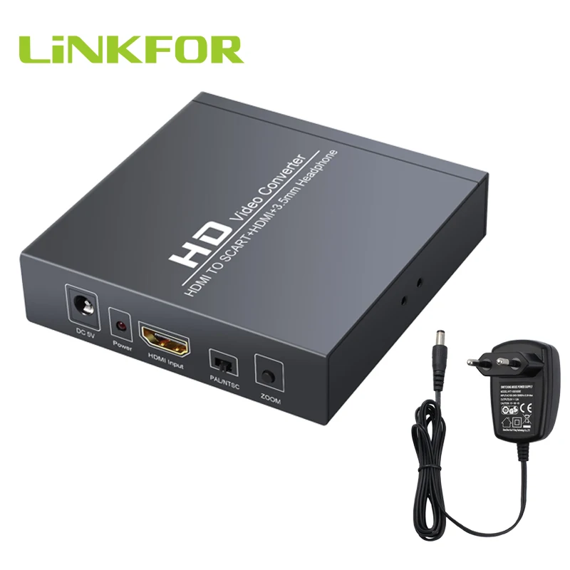 LiNKFOR HDMI TO SCART видео аудио кабель с поддержкой 3 5 мм интерфейса наушник 1080P PAL NTSC для