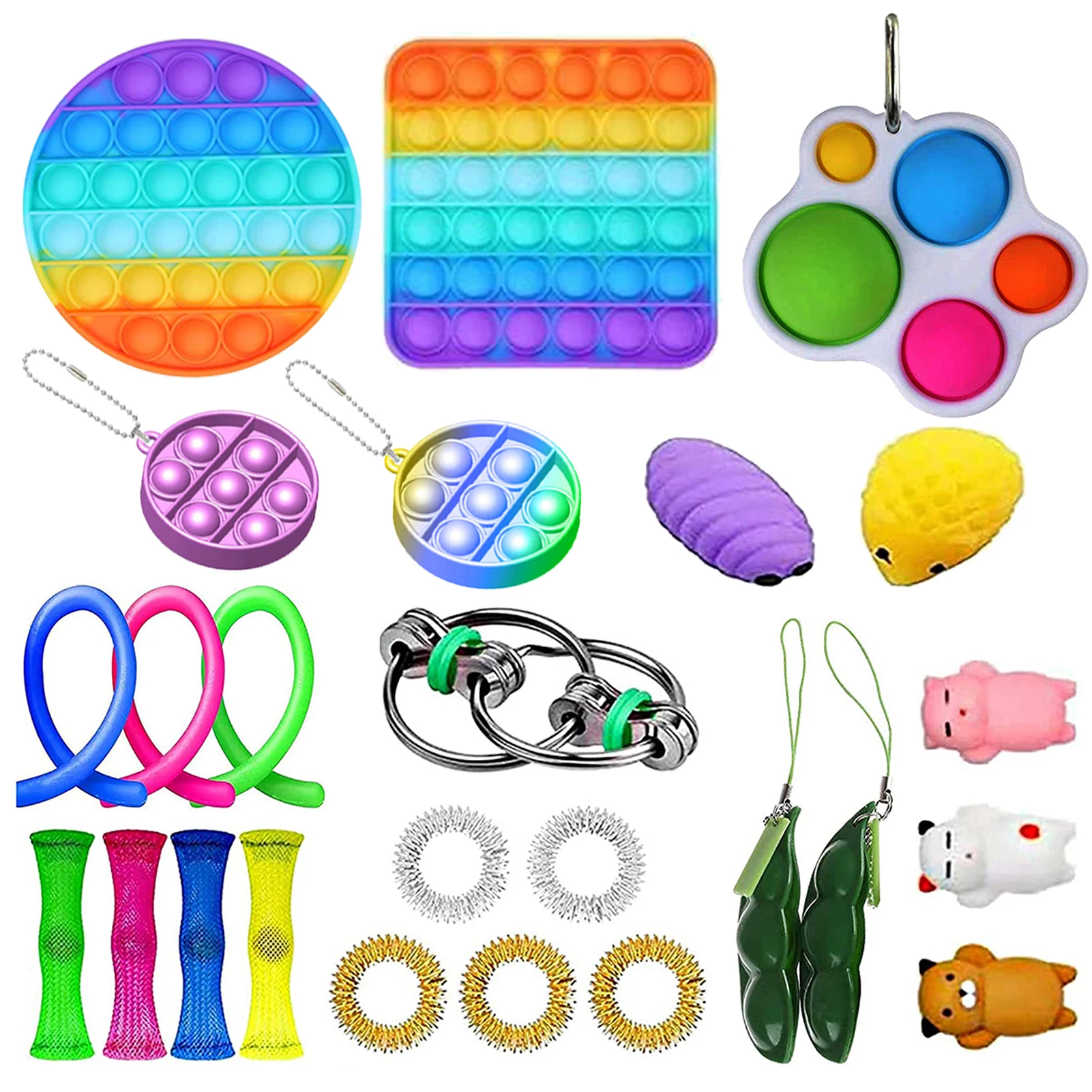 23 In 1 Fidget Toys Pops It Sensory Antistress Toy Pack Squishy Squishmallow Decompression Stress Reliver Toy For Adults Kids Squeeze Toys Aliexpress